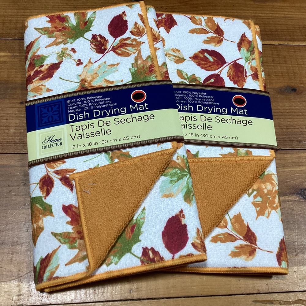 NWTS set of 2 cute fall leaves drying mats 12” by 18” orange on reverse side
